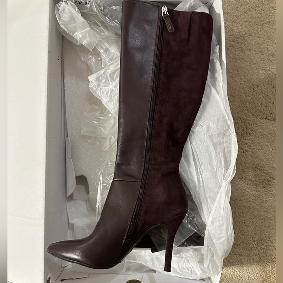 Nine West Fame Leather Pointed Toe Knee High Boots